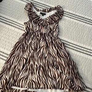 Girls brown zebra pattern dress 6